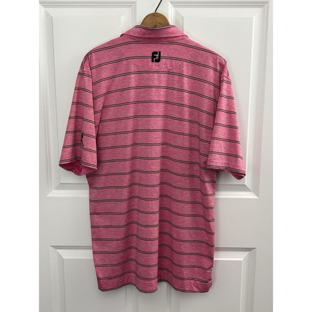 FootJoy Golf Polo Mens L Pink Heather Striped Performance Shirt Bali Hai 0513 - Picture 2 of 7